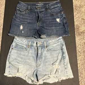 Two size 8 high rise jeans shorts